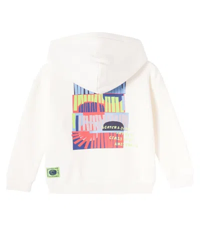Scotch & Soda Printed Cotton-blend Hoodie In White