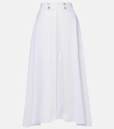 Loro Piana Petra Pleated Linen Maxi Skirt In White