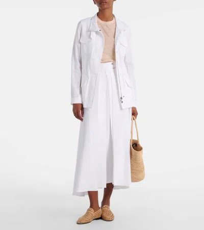 Loro Piana Petra Pleated Linen Maxi Skirt In White