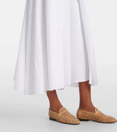 Loro Piana Petra Pleated Linen Maxi Skirt In White