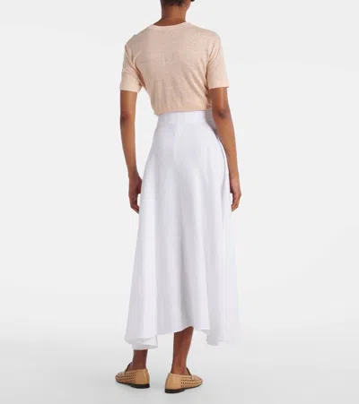 Loro Piana Petra Pleated Linen Maxi Skirt In White