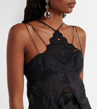 Isabel Marant Leana Broderie Anglaise Ramie Camisole In Black