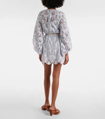 Zimmermann Womens Powder Blue Coco Balloon Sleeve Lace Mini Dress Xs In Blue