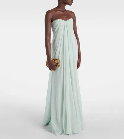 Alexander Mcqueen Strapless Draped Silk-chiffon Bustier Gown