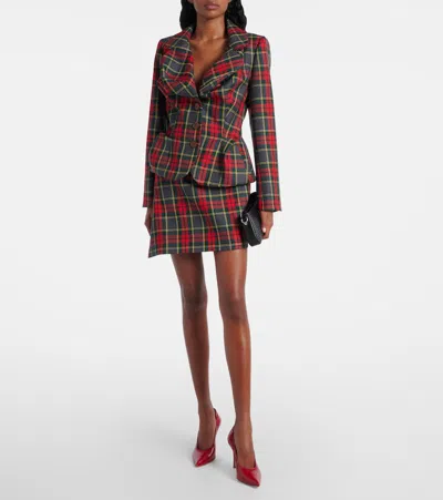 Vivienne Westwood Infinity Plaid Virgin Wool Miniskirt In Green