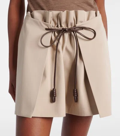 Loewe Cotton And Silk Gabardine Miniskirt In Neutral