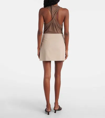 Loewe Cotton And Silk Gabardine Miniskirt In Neutral
