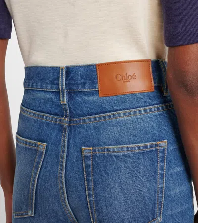 Chloé Women Blue Denim High-waisted Flare Jeans In Blue