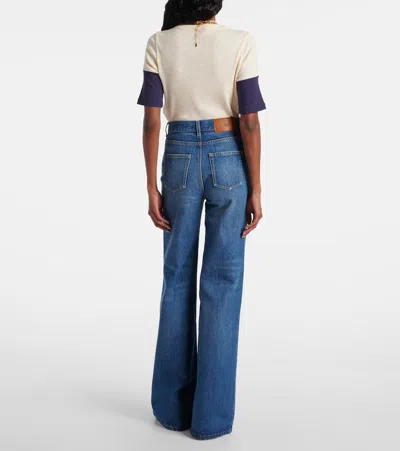 Chloé Women Blue Denim High-waisted Flare Jeans In Blue