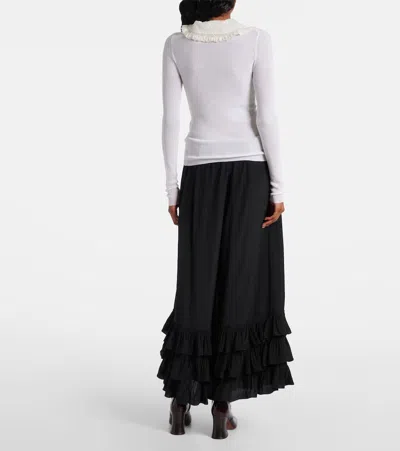 Chloé Lace-collar Superfine Wool Rib Knit Top