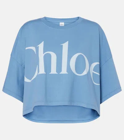 Chloé Oversize Signature Logo Crop Graphic T-shirt