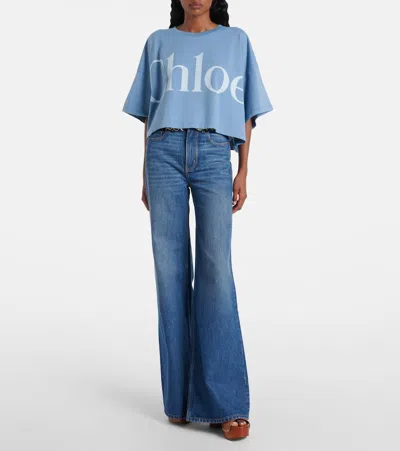 Chloé Oversize Signature Logo Crop Graphic T-shirt