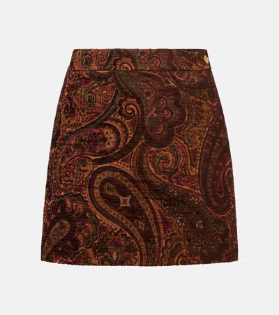 Chloé Mini Skirt With Jacquard Pattern In Brown