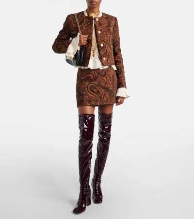 Chloé Mini Skirt With Jacquard Pattern In Brown