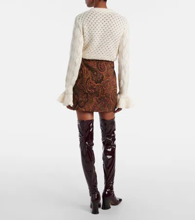 Chloé Mini Skirt With Jacquard Pattern In Brown