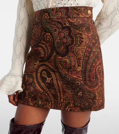 Chloé Mini Skirt With Jacquard Pattern In Brown