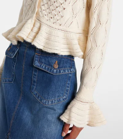 Chloé Latte-colored Crochet Cardigan In Blend In Neutral