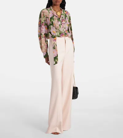 Chloé High-rise Wool Gabardine Flared Pants In Neutral