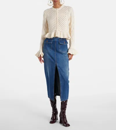 Chloé Latte-colored Crochet Cardigan In Blend In Neutral
