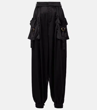 Chloé Embellished Pleated Silk-satin Tapered Pants