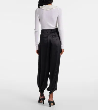 Chloé Embellished Pleated Silk-satin Tapered Pants