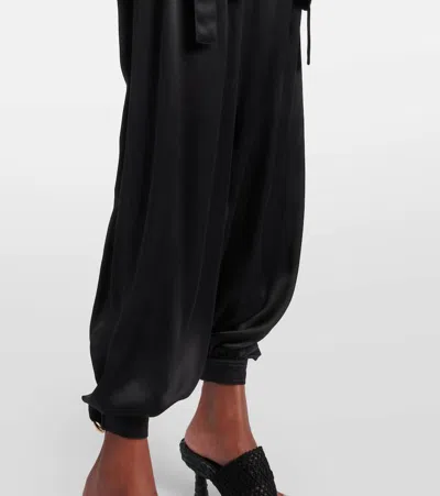 Chloé Embellished Pleated Silk-satin Tapered Pants