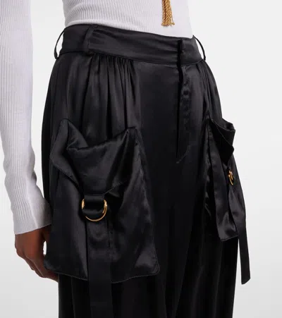 Chloé Embellished Pleated Silk-satin Tapered Pants