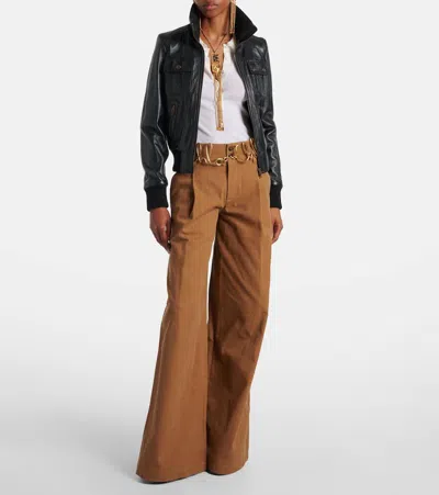 Chloé Brown Pants With Belt Loops And Wide Leg In Cotton Woman