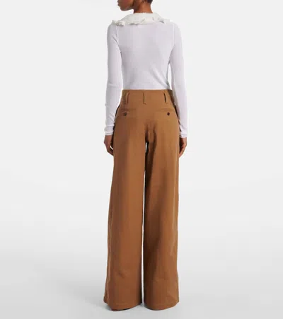 Chloé Brown Pants With Belt Loops And Wide Leg In Cotton Woman