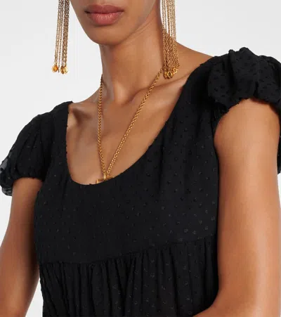 Chloé Embroidered Silk Maxi Dress In Black