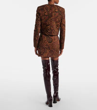 Chloé Multicolor Cropped Jacket With Round Neck And All-over Motif In Cotton Blend Woman
