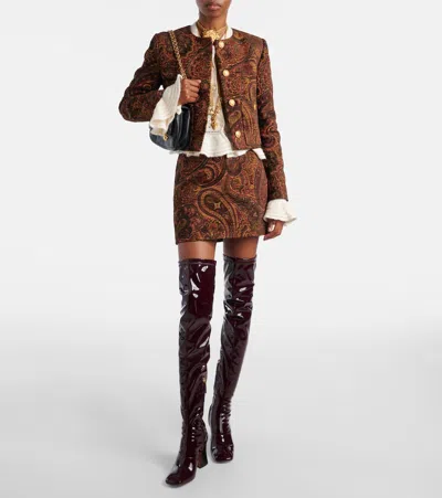 Chloé Multicolor Cropped Jacket With Round Neck And All-over Motif In Cotton Blend Woman