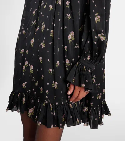 Chloé Liberty Print Long Sleve Silk Charmeuse Minidress In Black