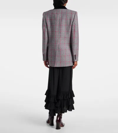 Chloé Double-breasted Velvet-trimmed Checked Wool Blazer