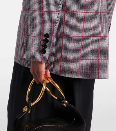 Chloé Double-breasted Velvet-trimmed Checked Wool Blazer