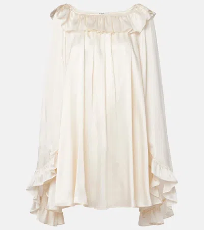 Chloé Flared Sleeves Silk Mini Dress In Neutral