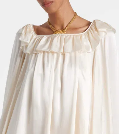 Chloé Flared Sleeves Silk Mini Dress In Neutral