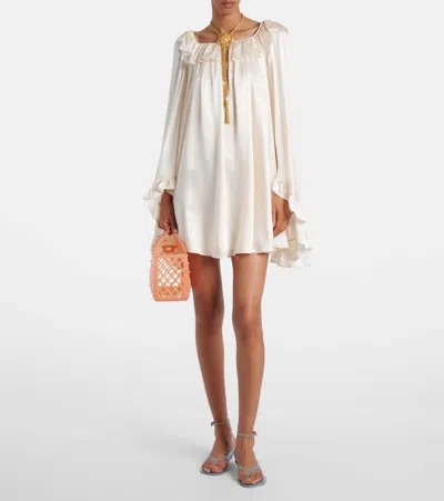 Chloé Flared Sleeves Silk Mini Dress In Neutral