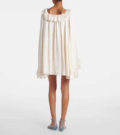 Chloé Flared Sleeves Silk Mini Dress In Neutral