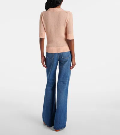 Chloé Wool And Silk Logo-applique Top In Pink