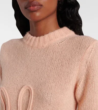 Chloé Wool And Silk Logo-applique Top In Pink