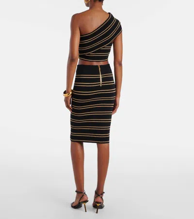 Balmain Striped Ribbed-knit Miniskirt In Multi