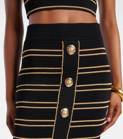 Balmain Striped Ribbed-knit Miniskirt In Multi