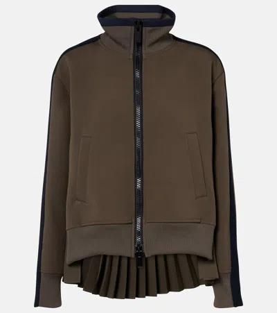 Sacai Matelassé And Twill Jacket In Brown