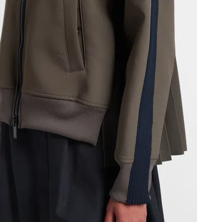 Sacai Matelassé And Twill Jacket In Brown
