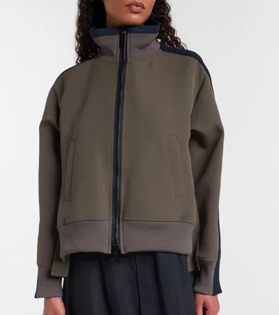 Sacai Matelassé And Twill Jacket In Brown