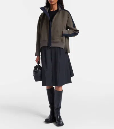 Sacai Matelassé And Twill Jacket In Brown