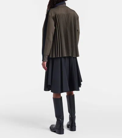 Sacai Matelassé And Twill Jacket In Brown