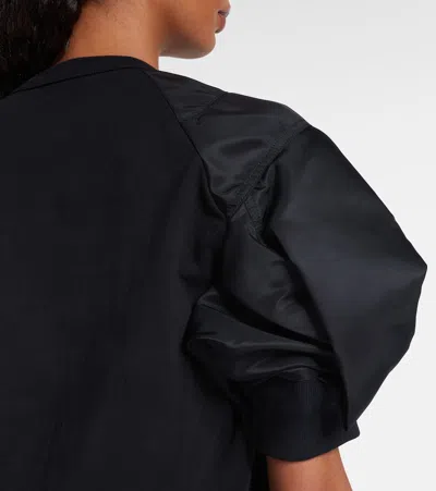 Sacai Cotton Twill And Jersey T-shirt In Black