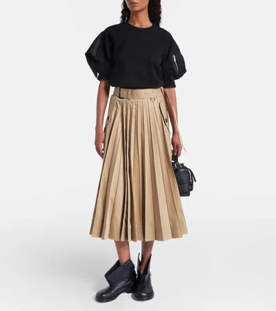 Sacai Cotton Twill And Jersey T-shirt In Black
